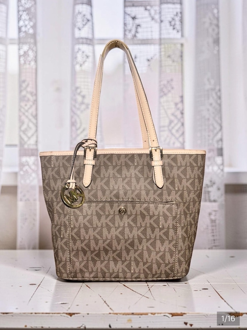 Michael Kors Jet Set Tote Handbag Large Purse Signature Logo Saffiano Leather